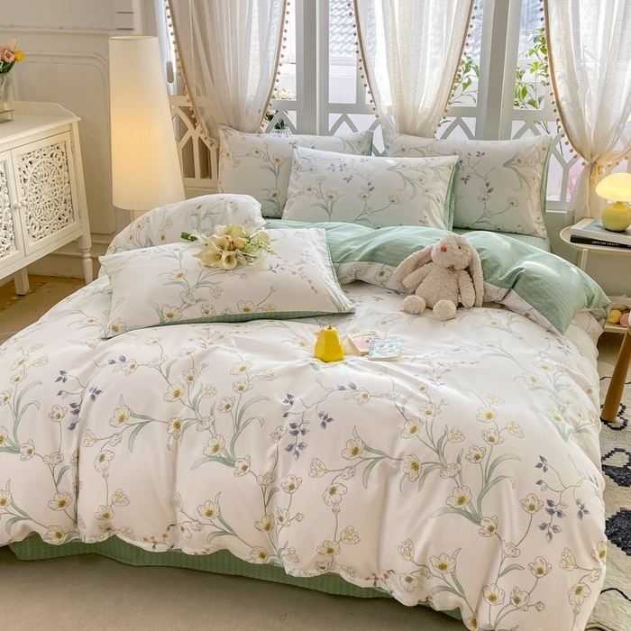 91家纺网 家纺一手货源 找家纺 宜家坊 2024新款全棉13070小清新印花四件套-拍摄二 沁园春