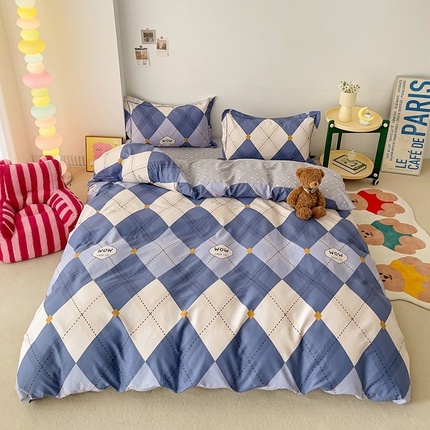 91家纺网 家纺一手货源 找家纺 （总）乐童家纺 2024新款直播爆款13070纯棉印花吊边款一字绣四件套