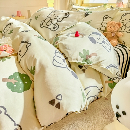 91家纺网 家纺一手货源 找家纺 （总）花伞家居 2025新款直播网销斜纹加厚磨毛印花植物羊绒四件套