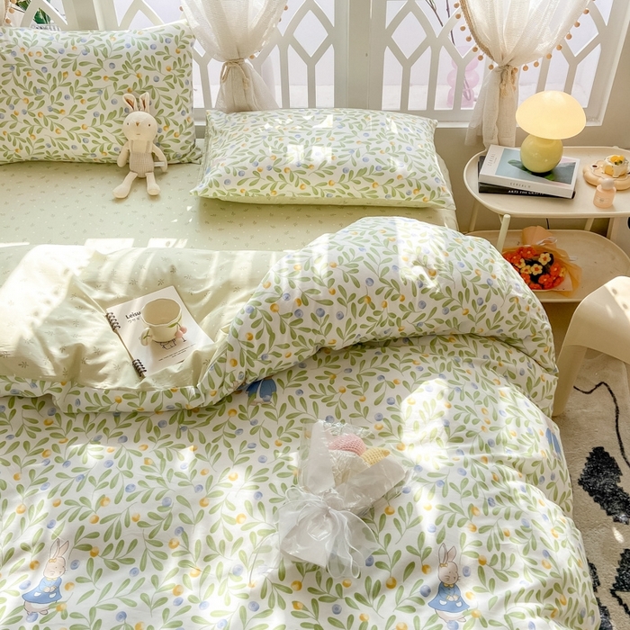 91家纺网 家纺一手货源 找家纺 宜家坊 2024新款全棉13070小清新印花四件套-拍摄二 失眠少女