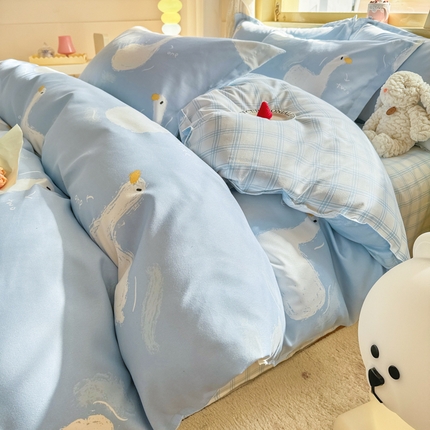 91家纺网 家纺一手货源 找家纺 （总）花伞家居 2025新款直播网销斜纹加厚磨毛印花植物羊绒四件套