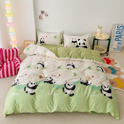 91家纺网 家纺一手货源 找家纺 （总）乐童家纺 2024新款直播爆款13070纯棉印花吊边款一字绣四件套