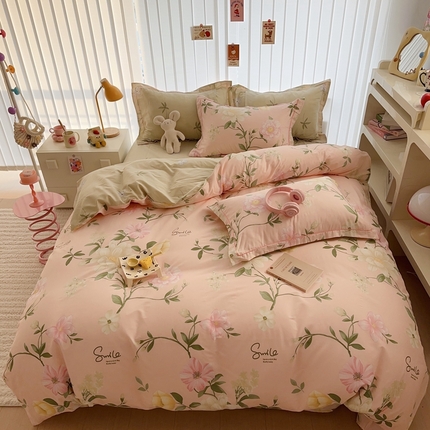 于果 2024新款全棉13370四件套（3） 雅秀-红