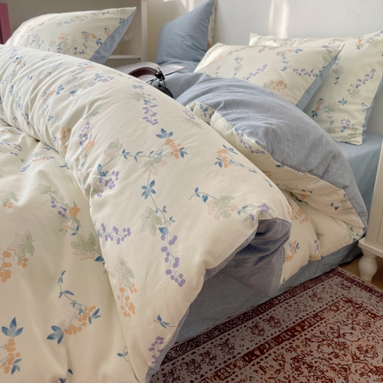 91家纺网 家纺一手货源 找家纺 希文家纺 2024新款全棉13372繁花系列四件套  知晓