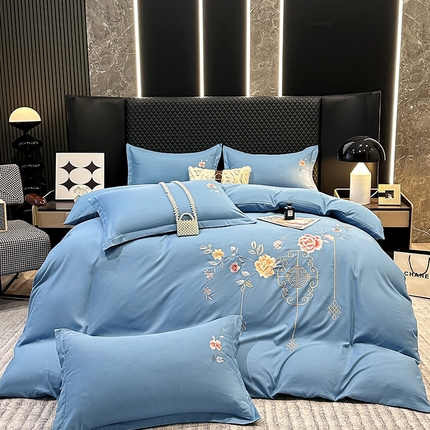 91家纺网 家纺一手货源 找家纺 （总）帝菲妮 2025新款国潮风暖氧优肤棉刺绣四件套-花开富贵