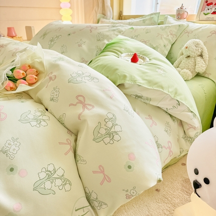 91家纺网 家纺一手货源 找家纺 （总）花伞家居 2025新款直播网销斜纹加厚磨毛印花植物羊绒四件套