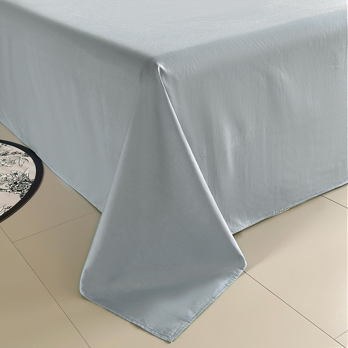 91家纺网 家纺一手货源 找家纺 寝柔家纺 2024新款40S全棉斜纹13372纯棉纯色套件单品-单床单  （风格一） 兰灰