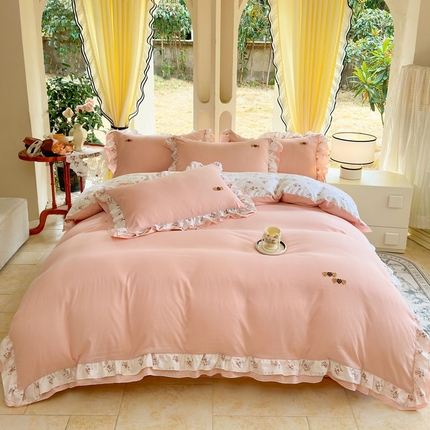 91家纺网 家纺一手货源 找家纺 （总）一比一 2024新款韩版泡泡棉四件套