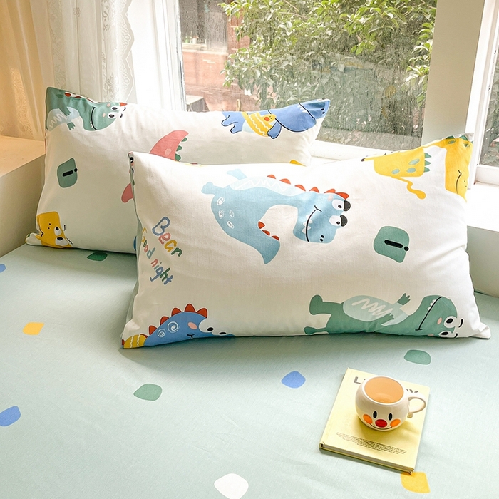 91家纺网 家纺一手货源 找家纺 麦伦家居 2024春夏新品ins小清新卡通全棉四件套 恐龙世界