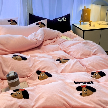 91家纺网 家纺一手货源 找家纺 （总）葡萄家 2024新款超柔水洗棉毛巾绣四件套