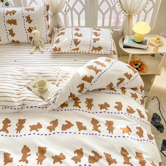 91家纺网 家纺一手货源 找家纺 宜家坊 2024新款全棉喷气13070小清新印花四件套-拍摄二 喜瓜瓜