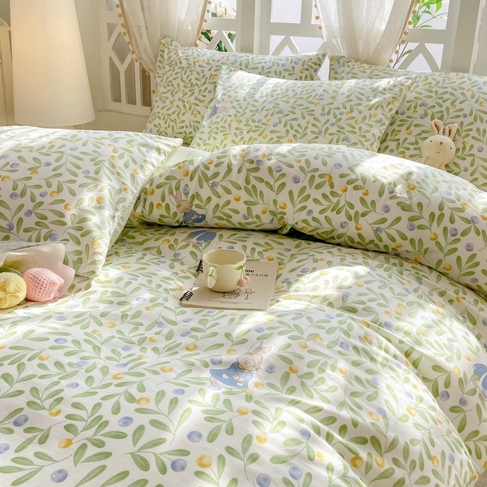 91家纺网 家纺一手货源 找家纺 宜家坊 2024新款全棉13070小清新印花四件套-拍摄二 失眠少女