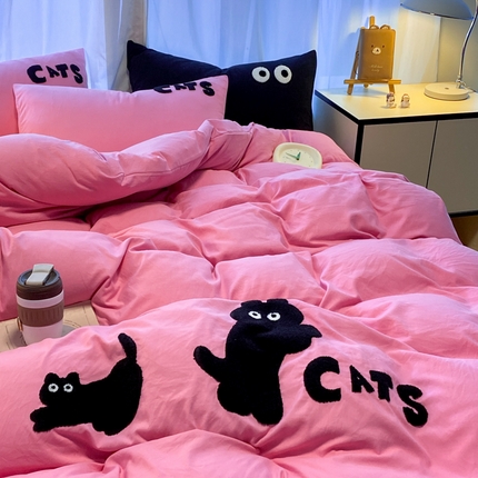 91家纺网 家纺一手货源 找家纺 （总）葡萄家 2024新款超柔水洗棉毛巾绣四件套