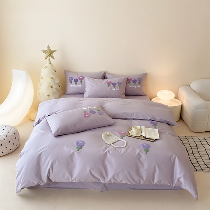 荣轩家居 2024新款亲肤舒适全棉精梳棉卡通系列四件套 朵朵郁金香-子