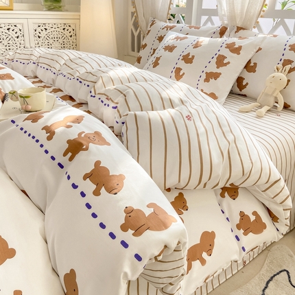 91家纺网 家纺一手货源 找家纺 （总）宜家坊 2024新款全棉喷气13070小清新印花四件套-拍摄二