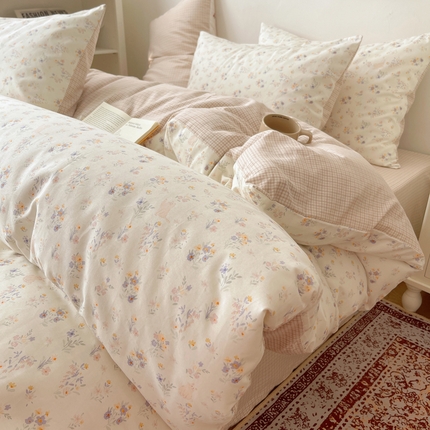 91家纺网 家纺一手货源 找家纺 希文家纺 2024新款全棉13372繁花系列四件套  花园猫