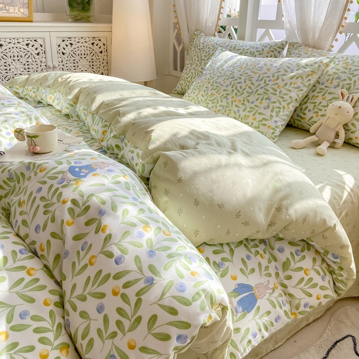 91家纺网 家纺一手货源 找家纺 宜家坊 2024新款全棉13070小清新印花四件套-拍摄二 失眠少女