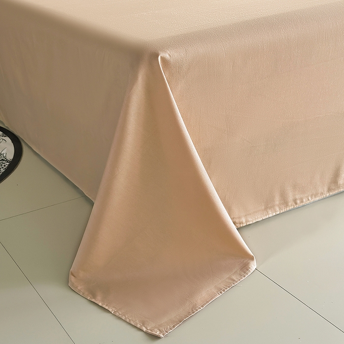 91家纺网 家纺一手货源 找家纺 寝柔家纺 2024新款40S全棉斜纹13372纯棉纯色套件单品-单床单  （风格一） 卡其