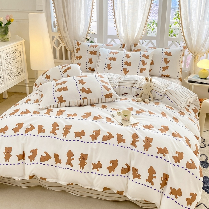 91家纺网 家纺一手货源 找家纺 宜家坊 2024新款全棉喷气13070小清新印花四件套-拍摄二 喜瓜瓜