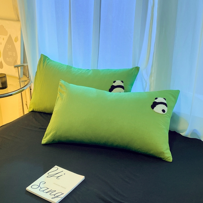 91家纺网 家纺一手货源 找家纺 葡萄家 2024新款超柔水洗棉毛巾绣四件套 毛巾绣水洗棉-贪吃熊猫