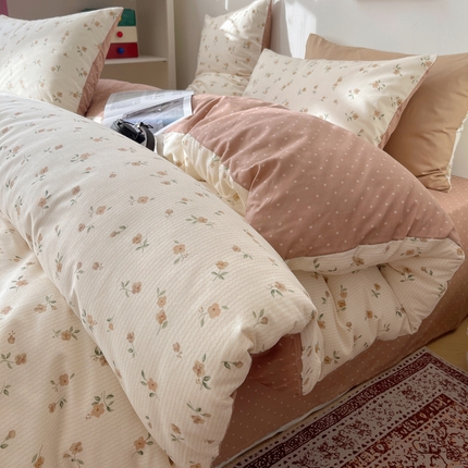 91家纺网 家纺一手货源 找家纺 希文家纺 2024新款全棉13372繁花系列四件套  夕颜