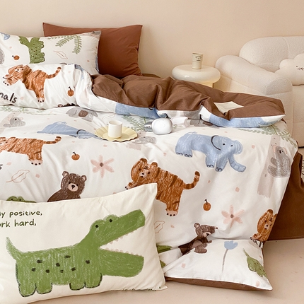 91家纺网 家纺一手货源 找家纺 （总）绫韵 2024春夏全棉混搭少女儿童卡通纯棉三件套四件套