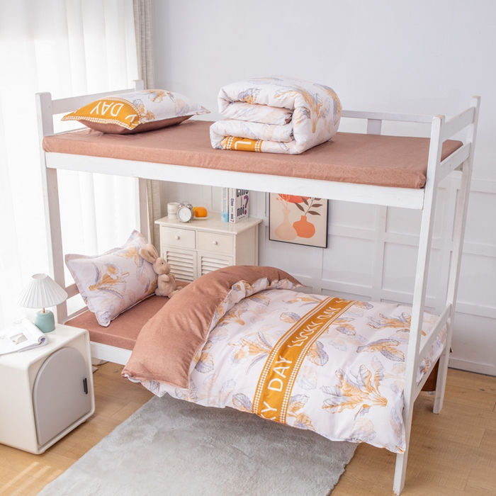 91家纺网 家纺一手货源 找家纺 乐居坊 2024新款亲肤棉 美棉 芦荟棉四件套 学生宿舍床（2月） 幸运叶