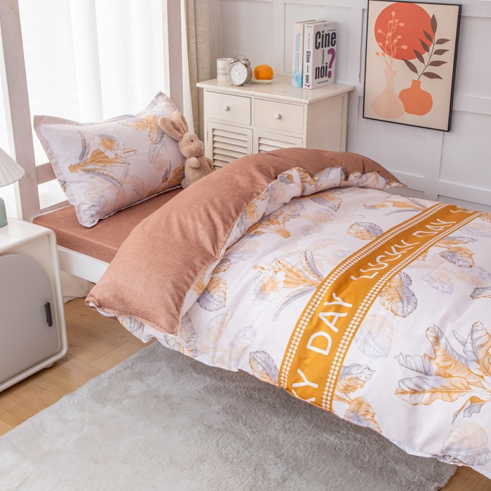 91家纺网 家纺一手货源 找家纺 乐居坊 2024新款亲肤棉 美棉 芦荟棉四件套 学生宿舍床（2月） 幸运叶