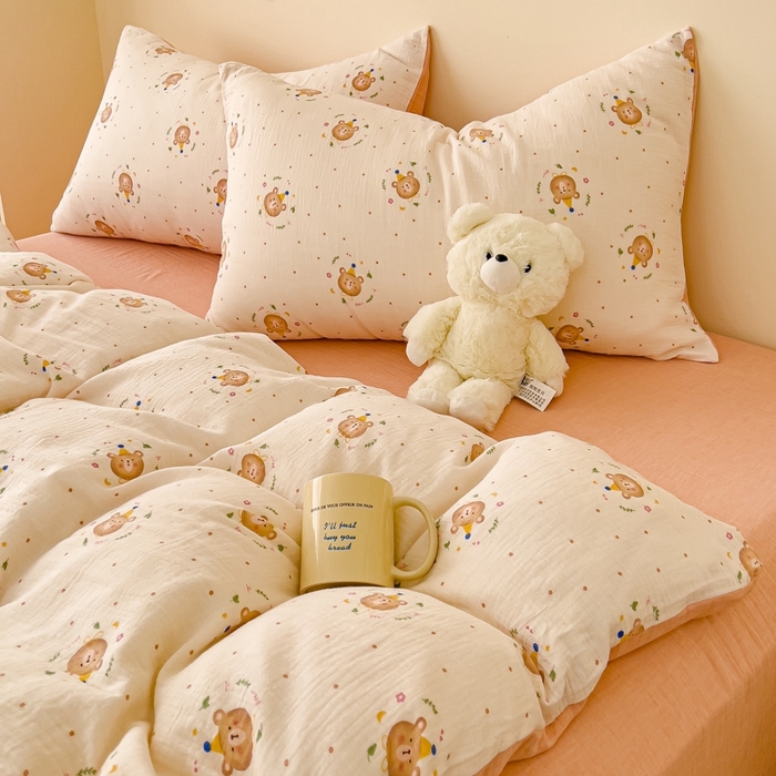 91家纺网 家纺一手货源 找家纺 （总）木楌  2025新款全棉A类皱皱纱印花四件套