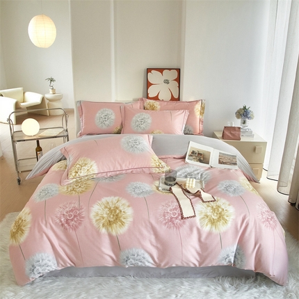 91家纺网 家纺一手货源 找家纺 曼秀琳家纺 2024新款活性全棉印花四件套 惟妙惟肖-粉