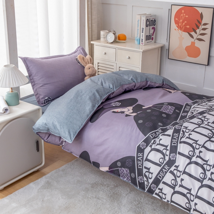 91家纺网 家纺一手货源 找家纺 乐居坊 2024新款亲肤棉 美棉 芦荟棉四件套 学生宿舍床（2月） 摩登女孩