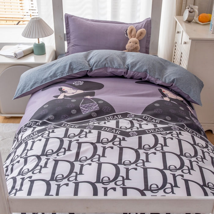 91家纺网 家纺一手货源 找家纺 乐居坊 2024新款亲肤棉 美棉 芦荟棉四件套 学生宿舍床（2月） 摩登女孩