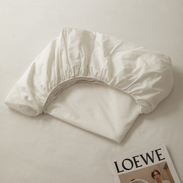 91家纺网 家纺一手货源 找家纺 寝柔 2024新款40S全棉斜纹13372纯棉纯色床笠单件席梦思床垫棕垫保护套 白色