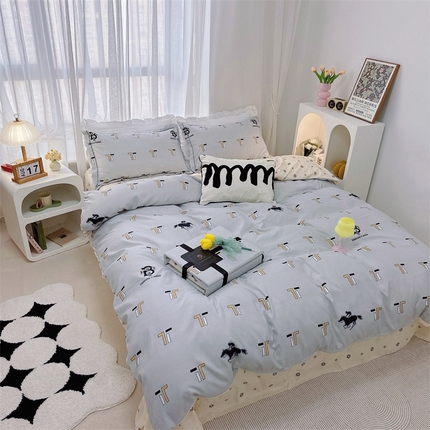 91家纺网 家纺一手货源 找家纺 （总）庭笙 新款丝带款臻品磨毛印花四件套