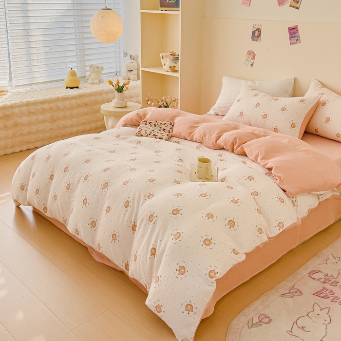 91家纺网 家纺一手货源 找家纺 （总）木楌  2025新款全棉A类皱皱纱印花四件套