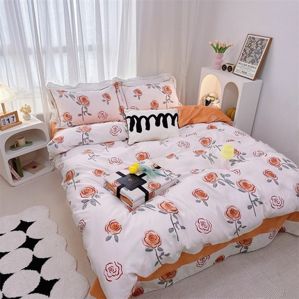 91家纺网 家纺一手货源 找家纺 （总）庭笙 新款丝带款臻品磨毛印花四件套