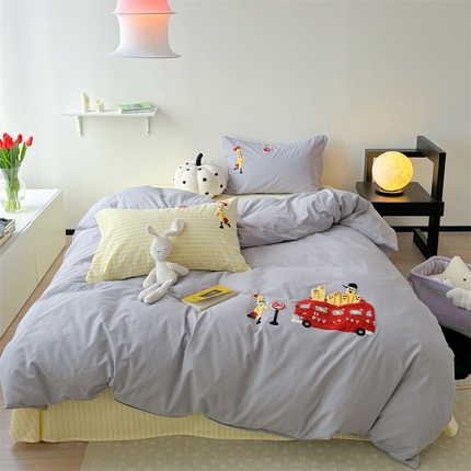 91家纺网 家纺一手货源 找家纺 （总）柚子YOUTH 2024新款全棉水洗棉条纹毛巾绣四件套