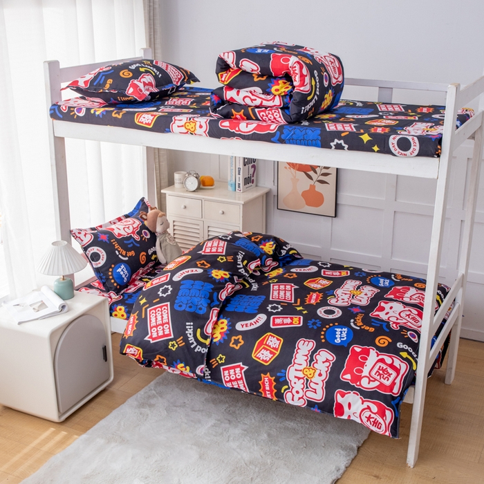 91家纺网 家纺一手货源 找家纺 乐居坊 2024新款亲肤棉 美棉 芦荟棉四件套 学生宿舍床（2月） 招财进宝