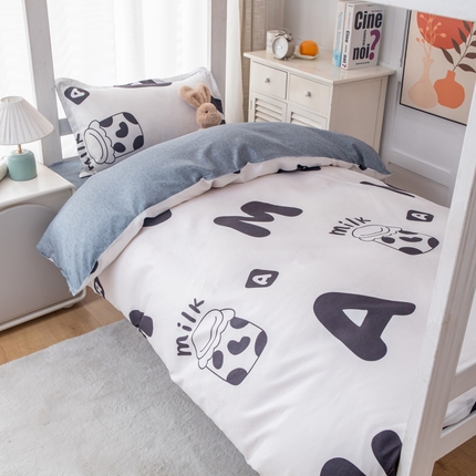 91家纺网 家纺一手货源 找家纺 乐居坊 2024新款亲肤棉 美棉 芦荟棉四件套 学生宿舍床（2月） 牛杯杯