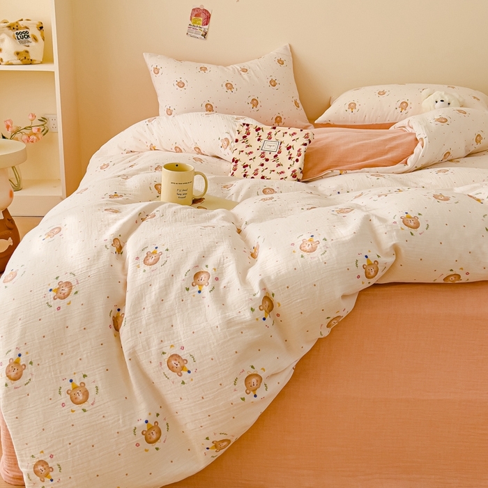 91家纺网 家纺一手货源 找家纺 （总）木楌  2025新款全棉A类皱皱纱印花四件套