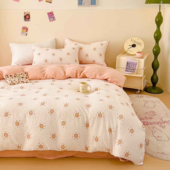 91家纺网 家纺一手货源 找家纺 （总）木楌  2025新款全棉A类皱皱纱印花四件套