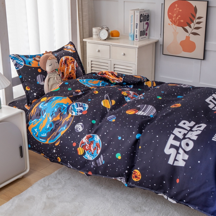 91家纺网 家纺一手货源 找家纺 乐居坊 2024新款亲肤棉 美棉 芦荟棉四件套 学生宿舍床（2月） 银河战队