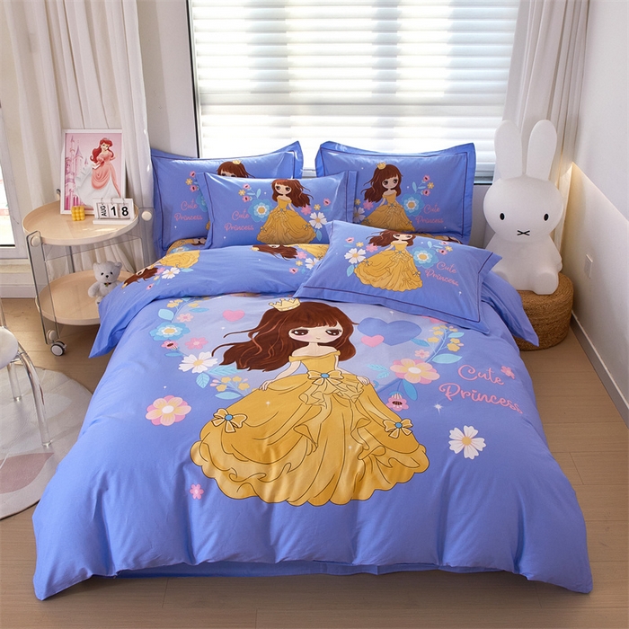 91家纺网 家纺一手货源 找家纺 曼秀琳家纺 2024新款活性全棉印花四件套 楚楚动人-紫