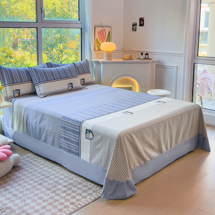 91家纺网 家纺一手货源 找家纺 江南春 2024新款春夏全棉加厚磨毛床单 现代空间-灰