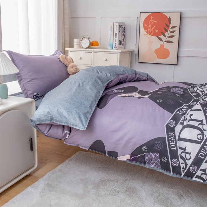 91家纺网 家纺一手货源 找家纺 乐居坊 2024新款亲肤棉 美棉 芦荟棉四件套 学生宿舍床（2月） 摩登女孩