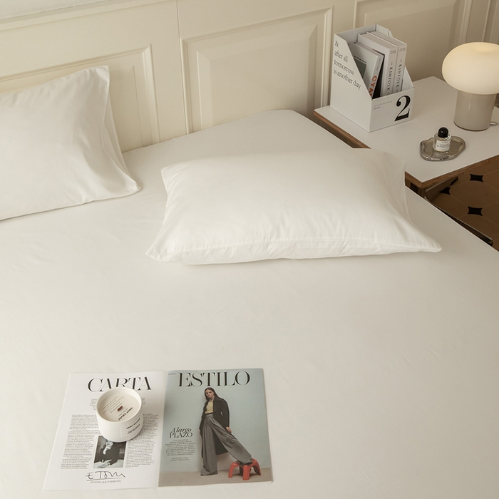 91家纺网 家纺一手货源 找家纺 寝柔 2024新款40S全棉斜纹13372纯棉纯色床笠单件席梦思床垫棕垫保护套 白色