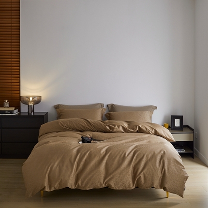 梦享生活家居 2024新款100支全棉提花贡缎四件套 唯美之歌（金棕）