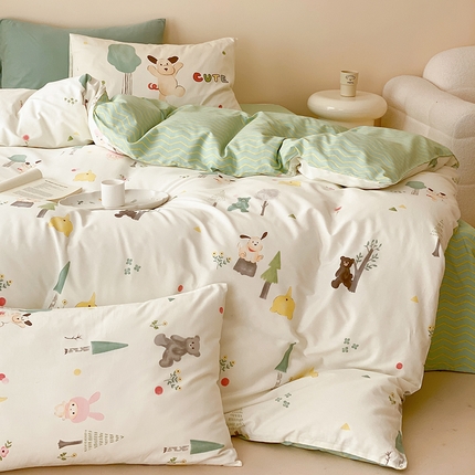 91家纺网 家纺一手货源 找家纺 （总）绫韵 2024春夏全棉混搭少女儿童卡通纯棉三件套四件套