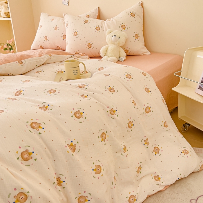 91家纺网 家纺一手货源 找家纺 （总）木楌  2025新款全棉A类皱皱纱印花四件套