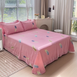 91家纺网 家纺一手货源 找家纺 江南春 2024新款春夏全棉加厚磨毛床单 五彩羽-粉,五彩羽-粉